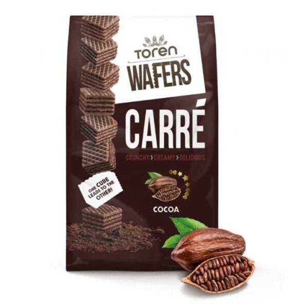 Tören Wafers Carré Finest Cocoa Cream Flavour Wafer (125G)