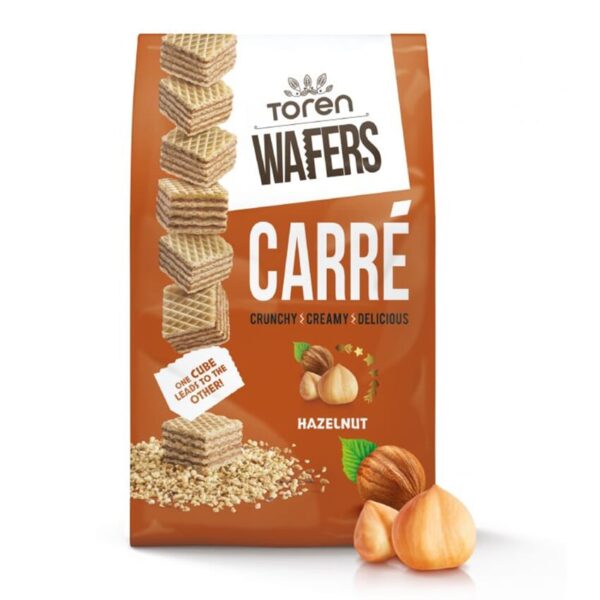 Tören Wafers Carré Hazelnut Cream Flavour Wafer (125G)